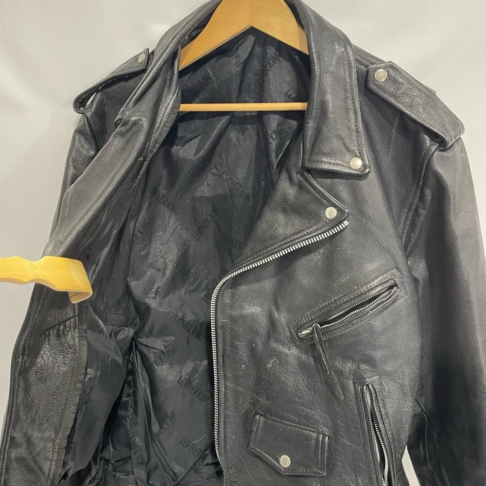 Black Leather Biker Jacket - Picture 5 of 7